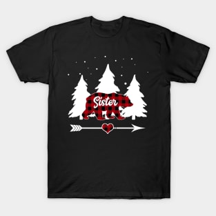 Sister Bear Buffalo Plaid Christmas Matching Family Pajama T-Shirt